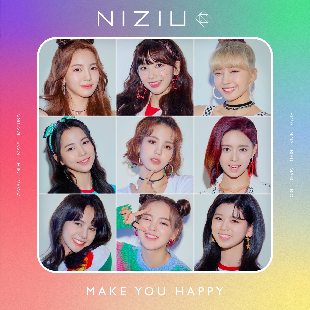 『NiziU - Boom Boom Boom 歌詞』収録の『Make you happy』ジャケット
