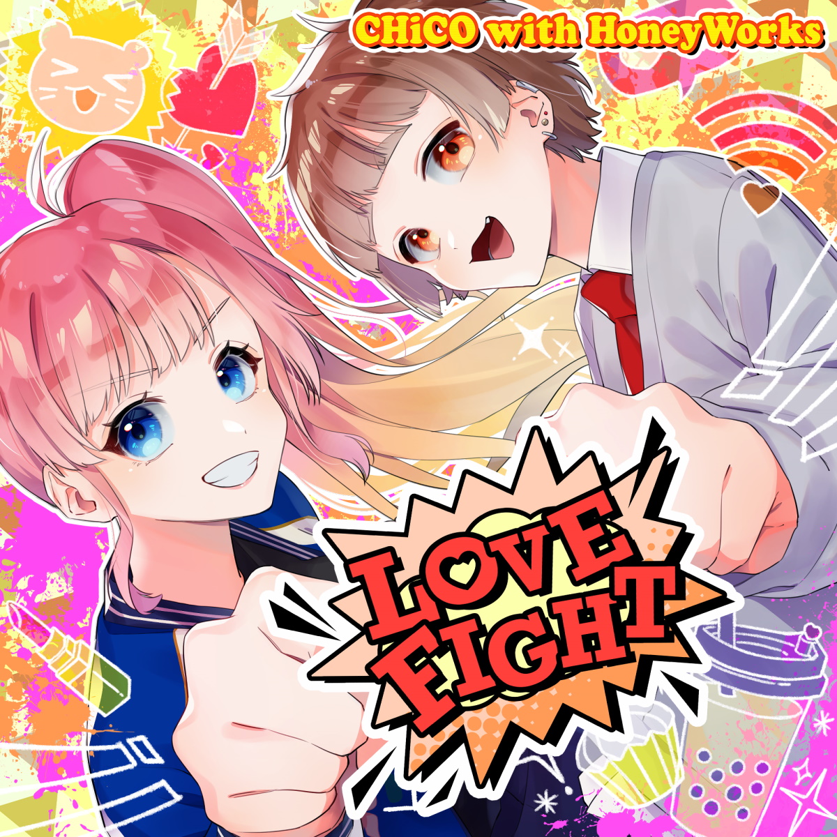 『CHiCO with HoneyWorks - LOVE FIGHT』収録の『LOVE FIGHT』ジャケット
